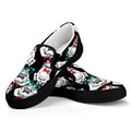 Hipster Frog Pattern Print Black Slip On Sneakers