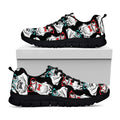 Hipster Frog Pattern Print Black Running Shoes