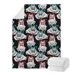 Hipster Frog Pattern Print Blanket