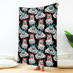Hipster Frog Pattern Print Blanket