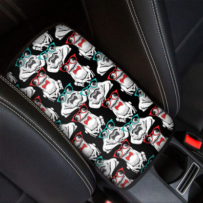 Hipster Frog Pattern Print Car Center Console Cover