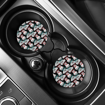 Hipster Frog Pattern Print Car Coasters