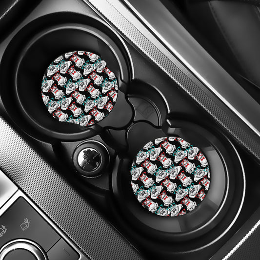 Hipster Frog Pattern Print Car Coasters