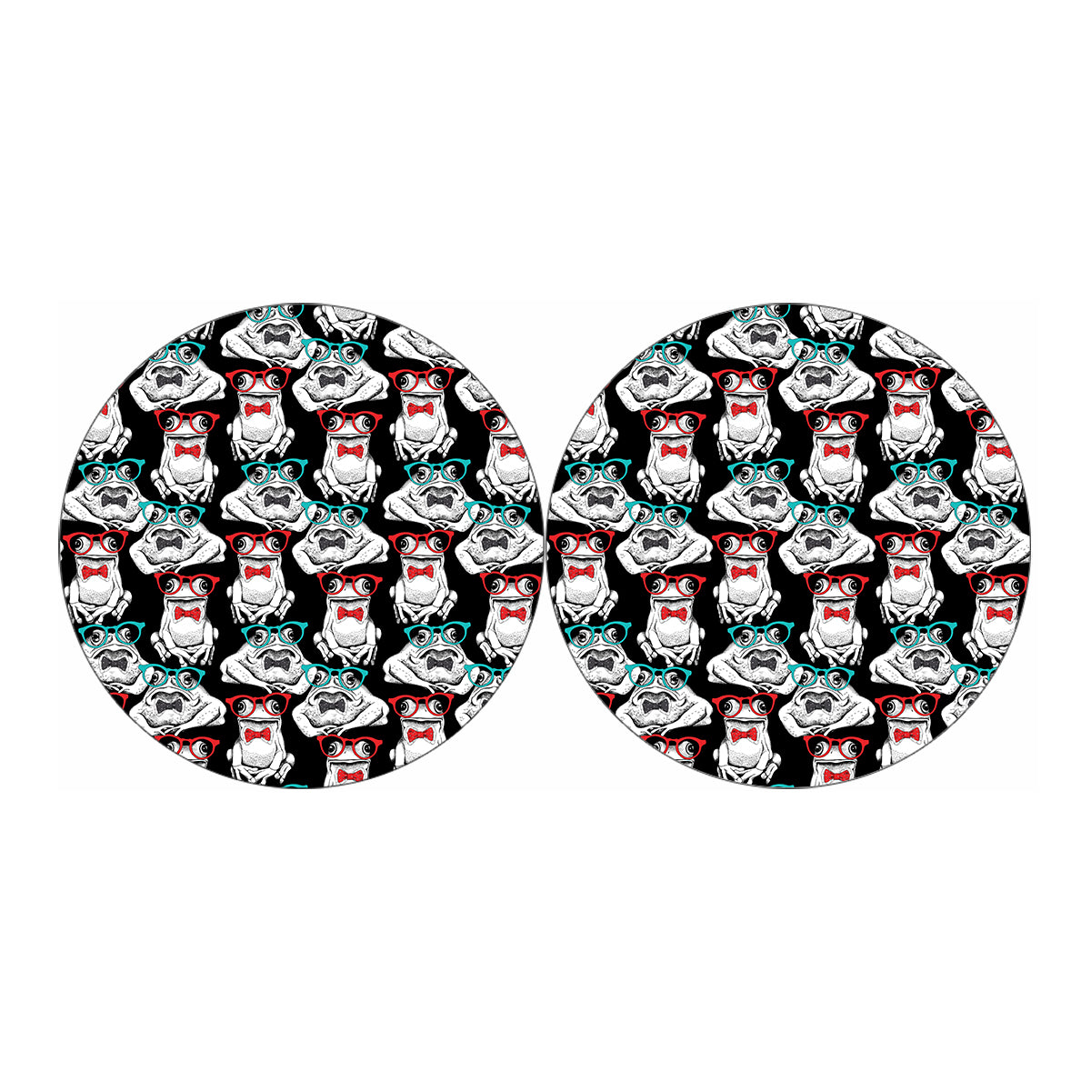 Hipster Frog Pattern Print Car Coasters