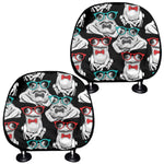 Hipster Frog Pattern Print Car Headrest Covers