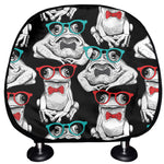 Hipster Frog Pattern Print Car Headrest Covers