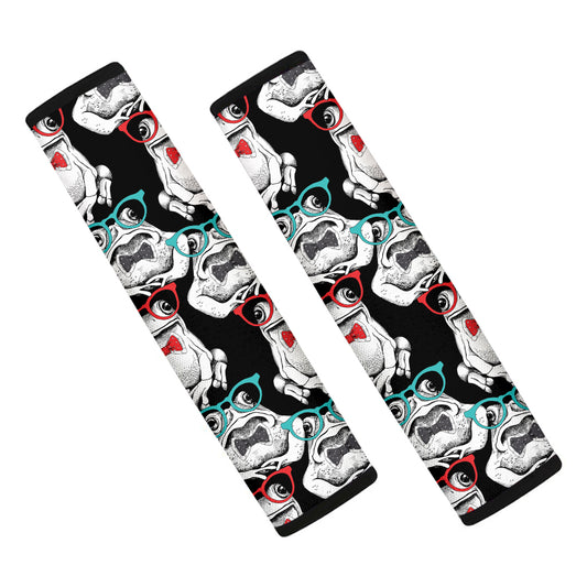 Hipster Frog Pattern Print Car Seat Belt Covers