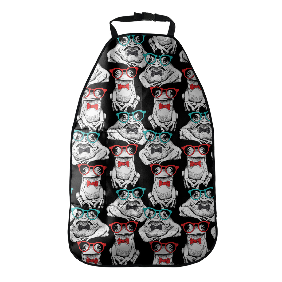 Hipster Frog Pattern Print Car Seat Organizers