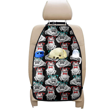 Hipster Frog Pattern Print Car Seat Organizers