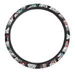 Hipster Frog Pattern Print Car Steering Wheel Cover