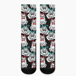Hipster Frog Pattern Print Crew Socks