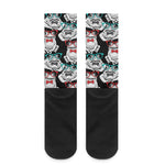 Hipster Frog Pattern Print Crew Socks
