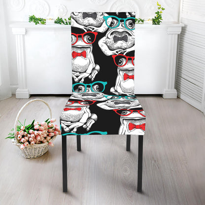 Hipster Frog Pattern Print Dining Chair Slipcover