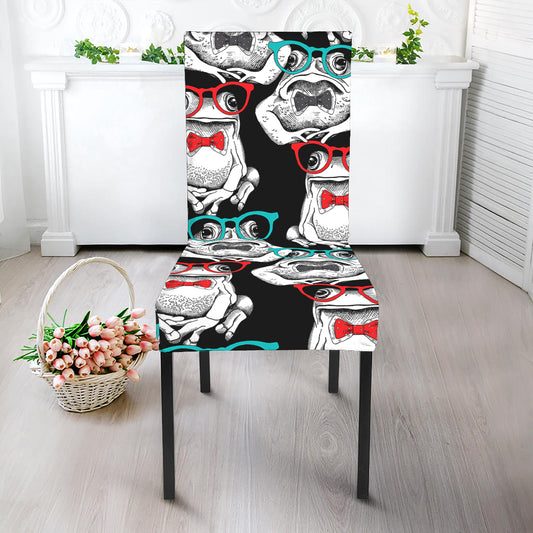 Hipster Frog Pattern Print Dining Chair Slipcover