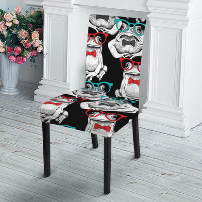 Hipster Frog Pattern Print Dining Chair Slipcover