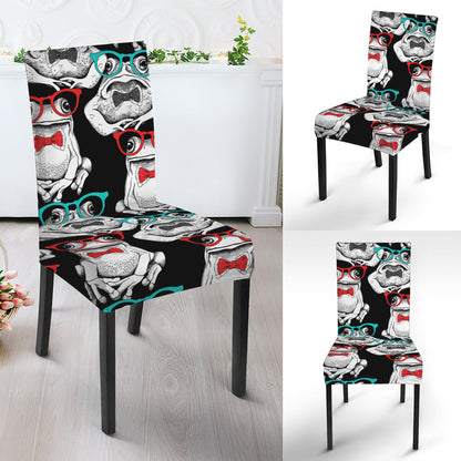 Hipster Frog Pattern Print Dining Chair Slipcover