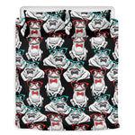 Hipster Frog Pattern Print Duvet Cover Bedding Set