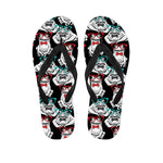 Hipster Frog Pattern Print Flip Flops