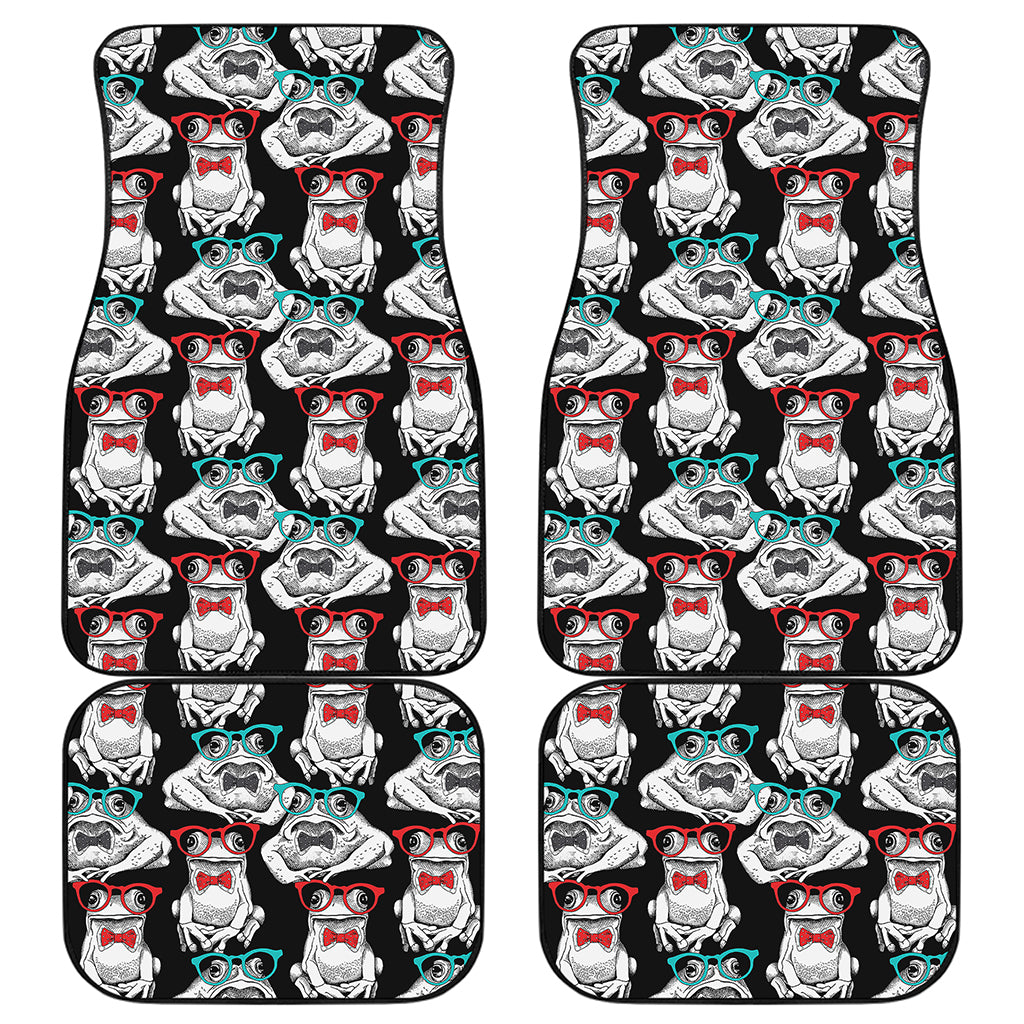 Hipster Frog Pattern Print Front and Back Car Floor Mats