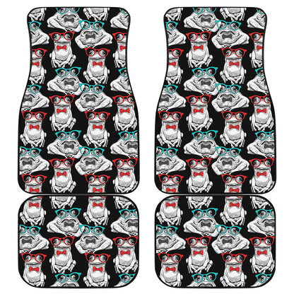 Hipster Frog Pattern Print Front and Back Car Floor Mats