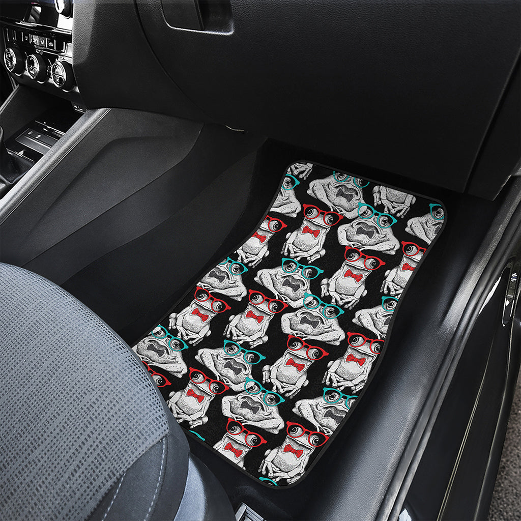 Hipster Frog Pattern Print Front and Back Car Floor Mats