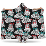 Hipster Frog Pattern Print Hooded Blanket