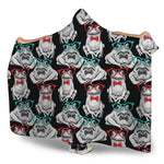 Hipster Frog Pattern Print Hooded Blanket