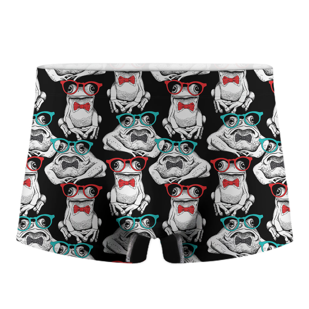 Hipster Frog Pattern Print Men's Boxer Briefs