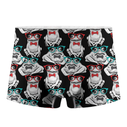 Hipster Frog Pattern Print Men's Boxer Briefs
