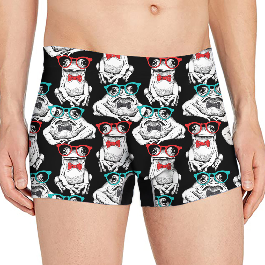 Hipster Frog Pattern Print Men's Boxer Briefs