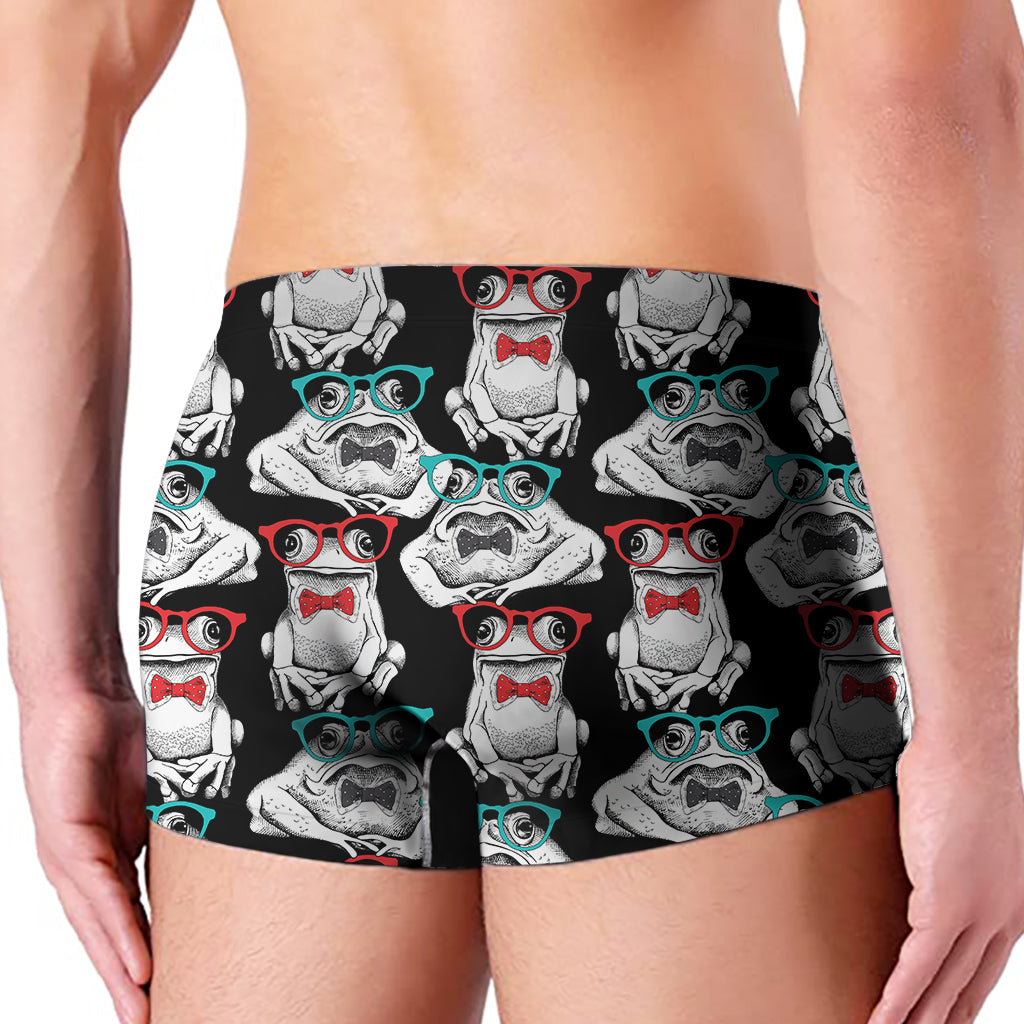 Hipster Frog Pattern Print Men's Boxer Briefs