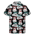Hipster Frog Pattern Print Men's Short Sleeve Shirt