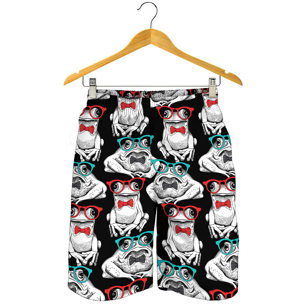 Hipster Frog Pattern Print Men's Shorts