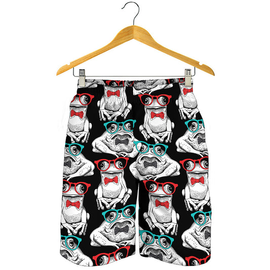 Hipster Frog Pattern Print Men's Shorts