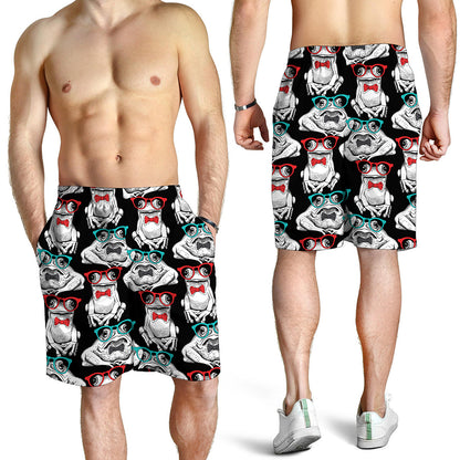 Hipster Frog Pattern Print Men's Shorts