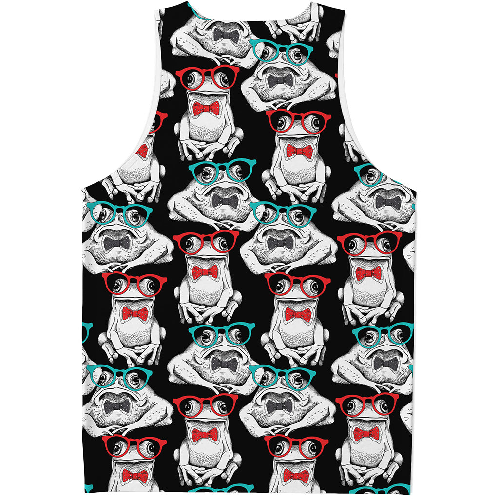 Hipster Frog Pattern Print Men's Tank Top