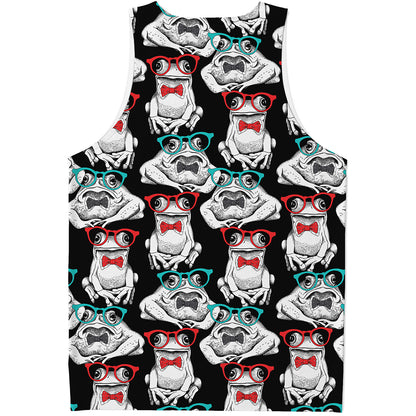 Hipster Frog Pattern Print Men's Tank Top