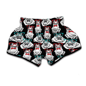 Hipster Frog Pattern Print Muay Thai Boxing Shorts