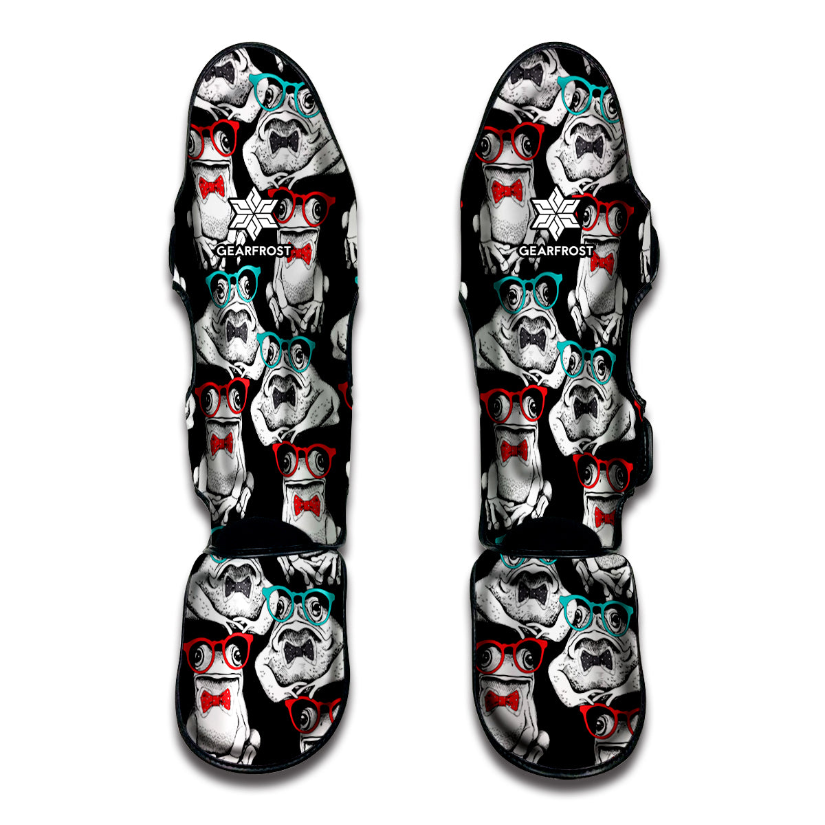 Hipster Frog Pattern Print Muay Thai Shin Guard