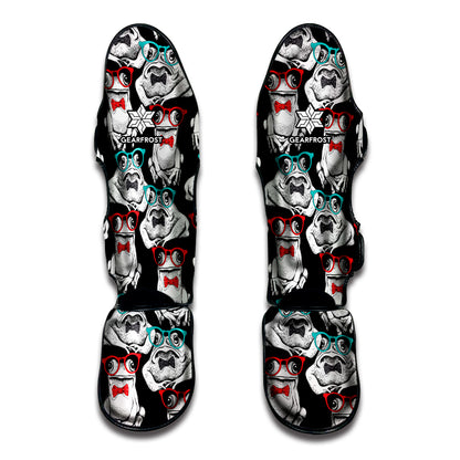 Hipster Frog Pattern Print Muay Thai Shin Guard