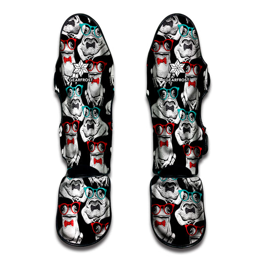 Hipster Frog Pattern Print Muay Thai Shin Guard