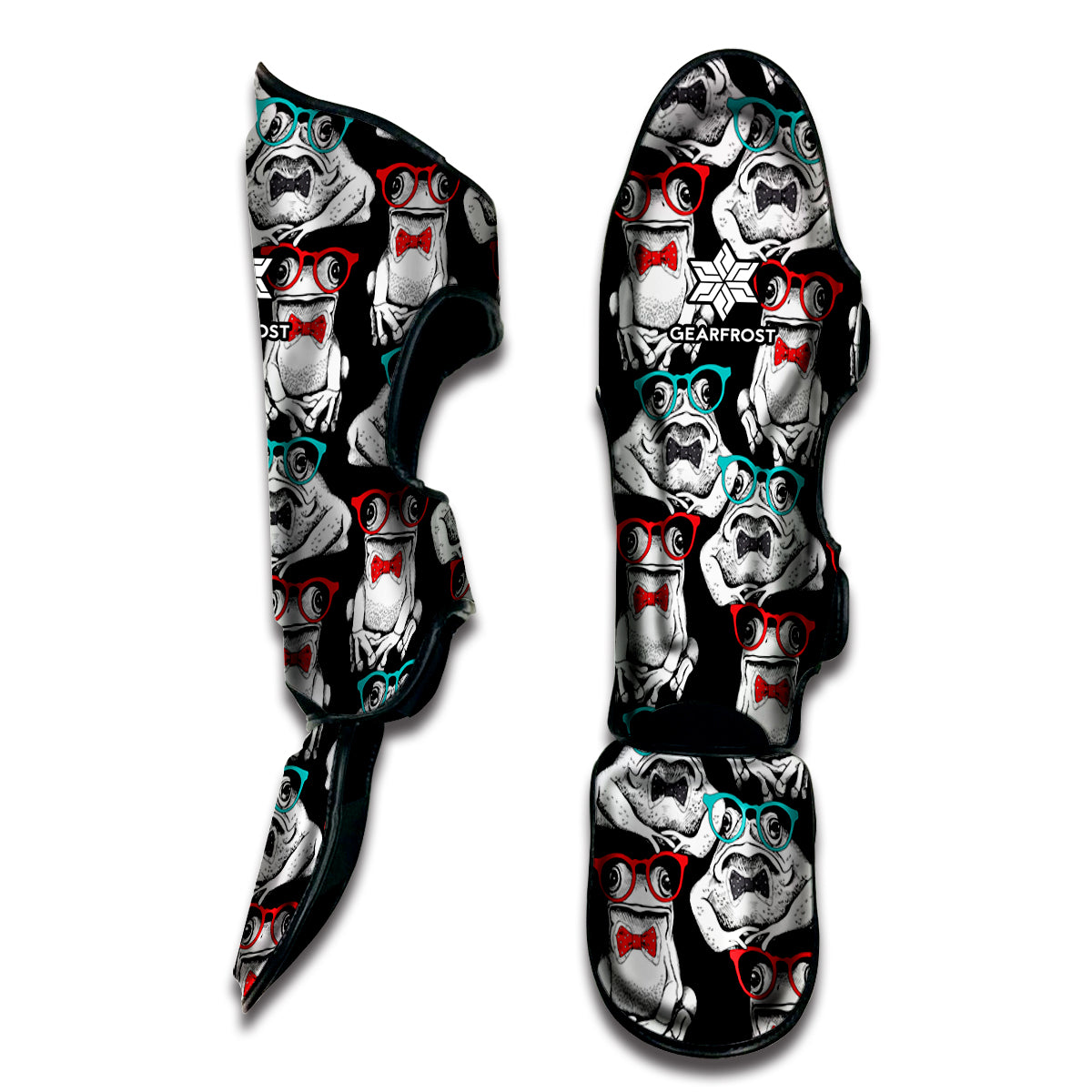 Hipster Frog Pattern Print Muay Thai Shin Guard