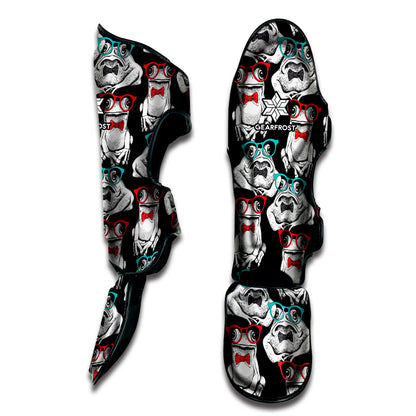 Hipster Frog Pattern Print Muay Thai Shin Guard