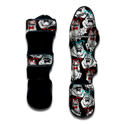 Hipster Frog Pattern Print Muay Thai Shin Guard