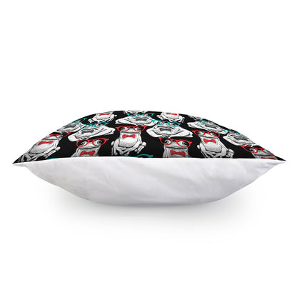 Hipster Frog Pattern Print Pillow Cover