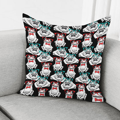 Hipster Frog Pattern Print Pillow Cover