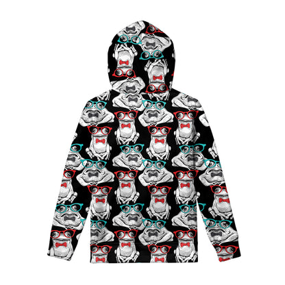 Hipster Frog Pattern Print Pullover Hoodie