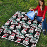 Hipster Frog Pattern Print Quilt