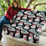 Hipster Frog Pattern Print Quilt