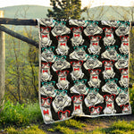 Hipster Frog Pattern Print Quilt